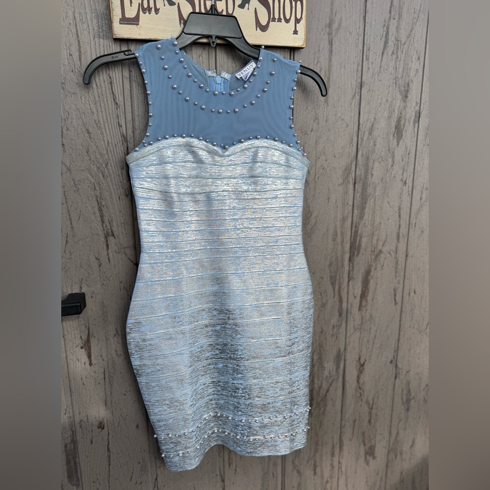 VENUS Blue and Silver Mini Dress